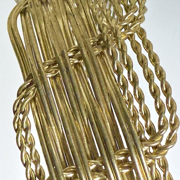 Vintage Woven Brass Wire Cuff Bracelet – Handcrafted Boho Statement Jewelry - Picture 7 of 8